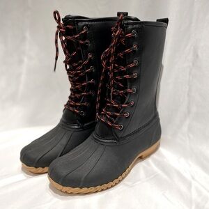 Sociology Joan Black Shearling Lined Duck Boots, size 6